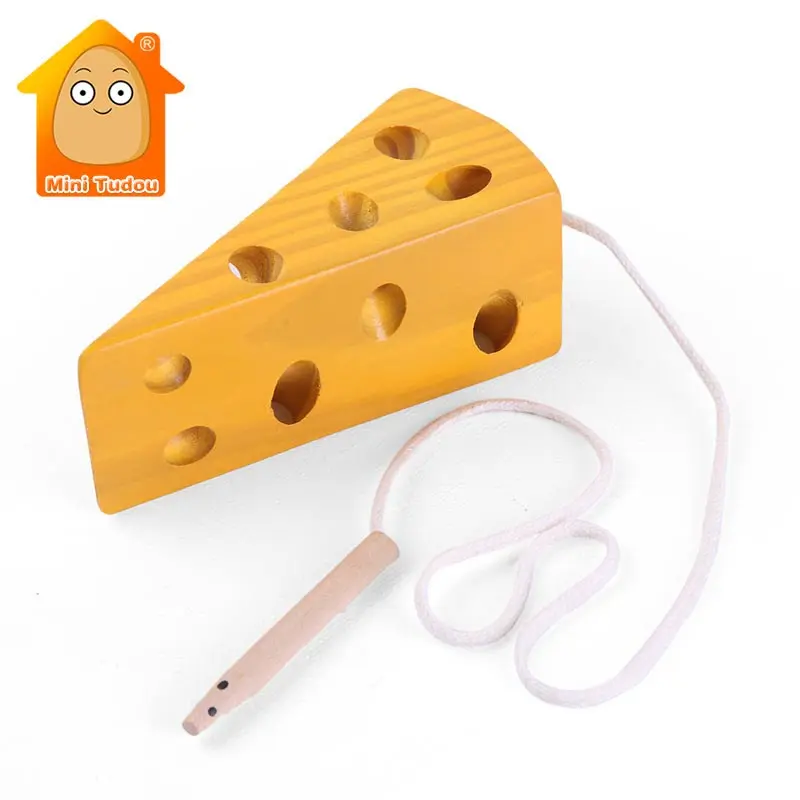 Kids Wooden Toys Mouse Thread Cheese Game Baby Kindergarten Early Learning Education Toys Montessori Teaching Math Toy For Child