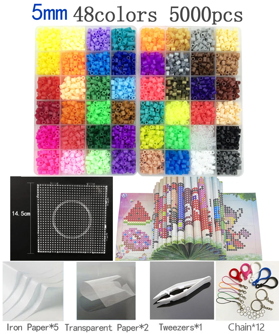 

5mm beads kit 24/48/36box packing Hama beads Education Toys Iron beads handmaking perler Fuse beads diy toy