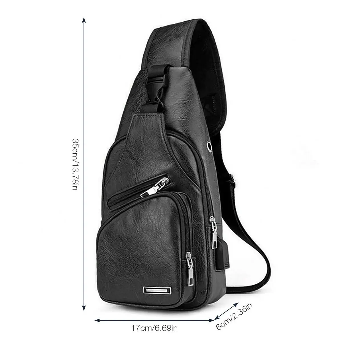 2022 new usb charging chest bag Men Leather Sling Bag Chest Shoulder Crossbody Backpack USB Charging Port Travel