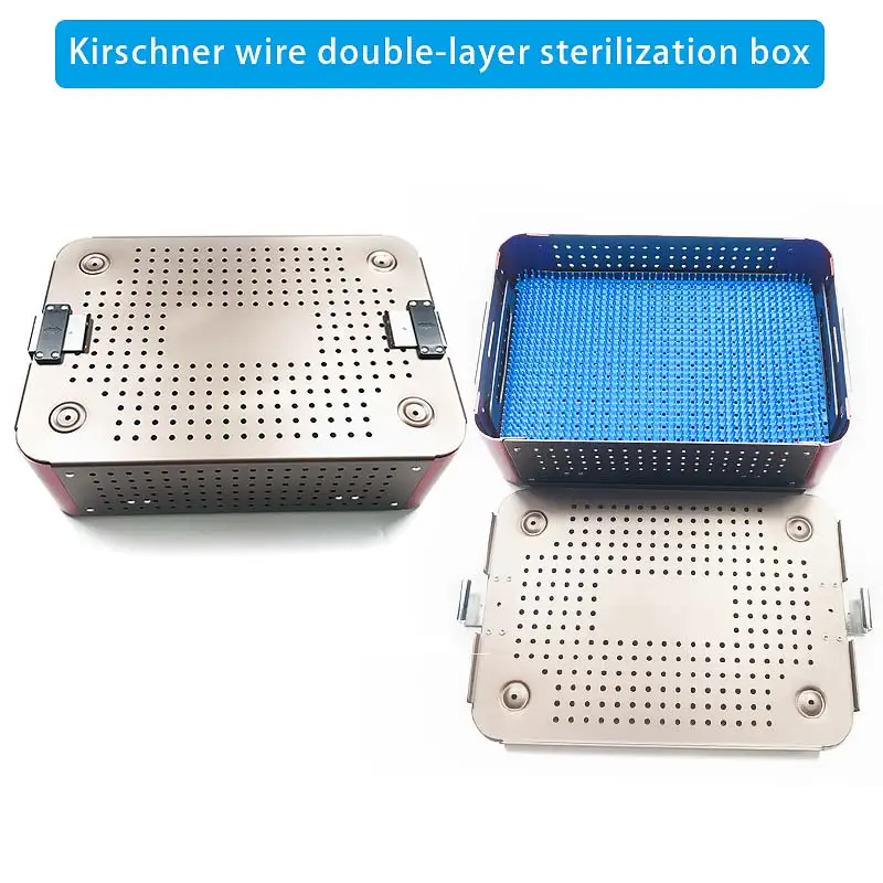 Double Layer Sterilization Case Autoclavable Tray Ophthalmic Instrument with Silicone Mat