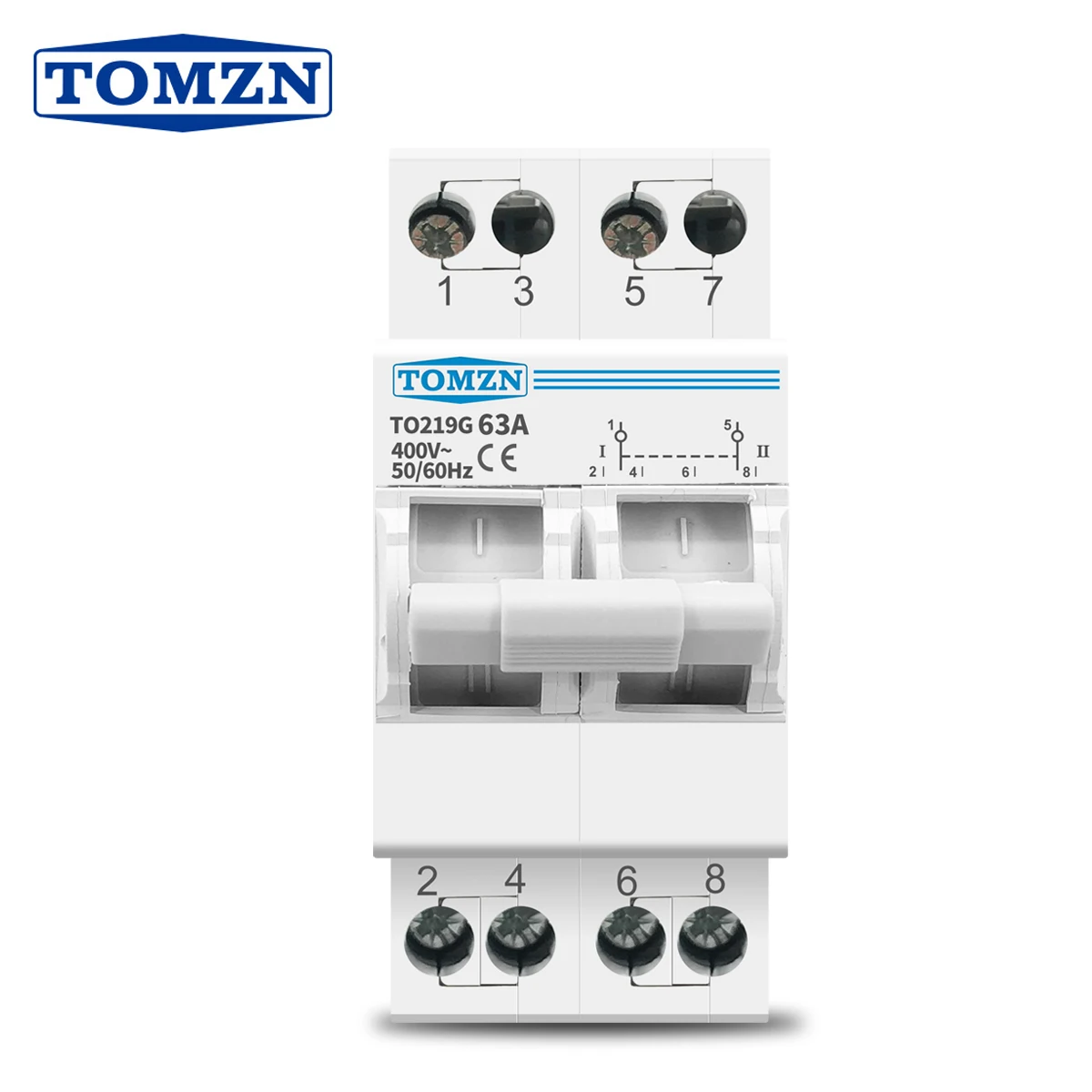 TOMZN TO219G 2P 63A MTS Dual Power Manual Transfer Isolating Switch  Interlock Circuit Breaker