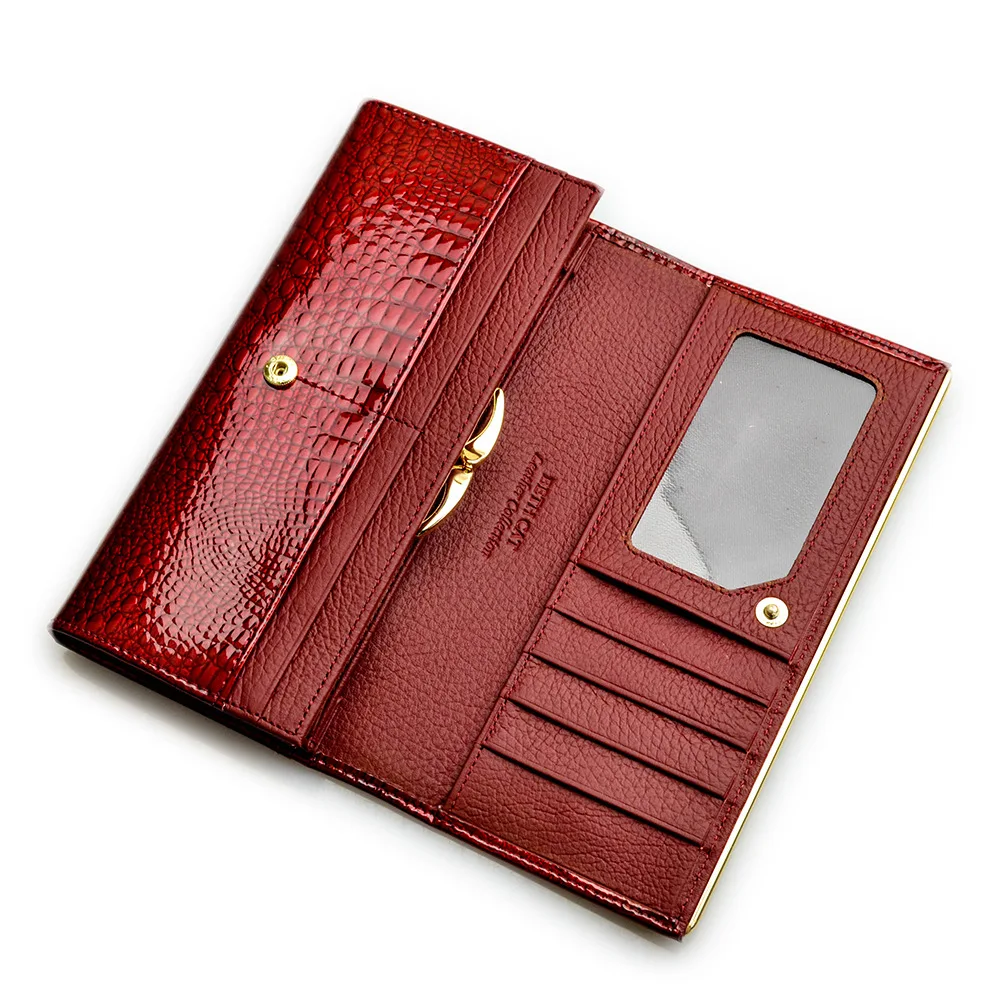 HH Alligator Womens Wallets Luxury Patent Fashion Genuine Leather Ladies Clutch Purse Hasp Long coin Multifunctional purses