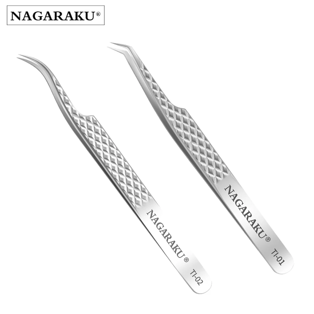 NAGARAKU Stainless Steel Straight Curved Nail Tools Volume Eyelash Accurate Tweezers Nippers Pointed Clip Set Makeup Tools images - 6