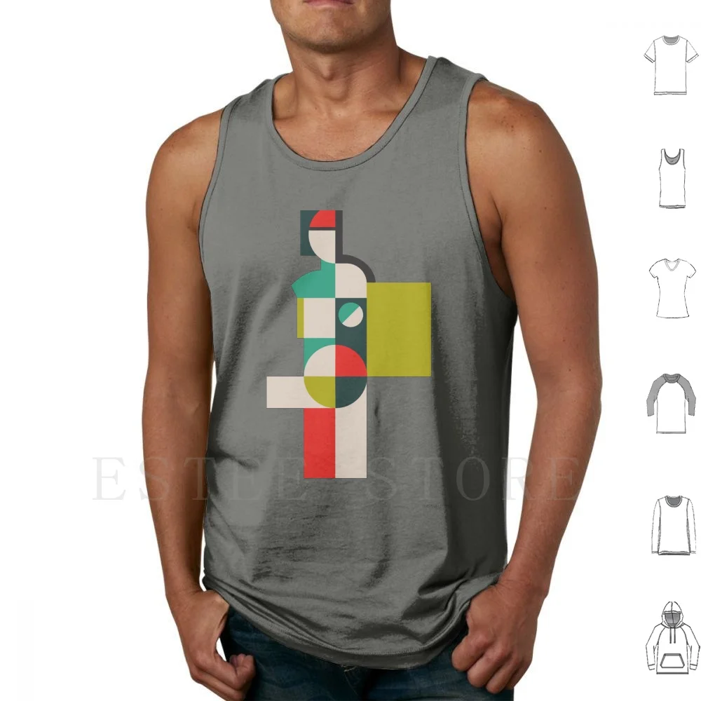 Femininity Tank Tops Vest Cotton Womens Womanhood Avant Garde Constructivism Timeless Shapes Circles Colorful Face Statuary