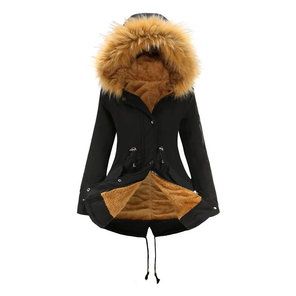 New Plus Size Winter Clothes Women's Hooded Faux Fur Jacket Thick Warm Plus Velvet Outwear 2024 Parkas Female Padded Coats