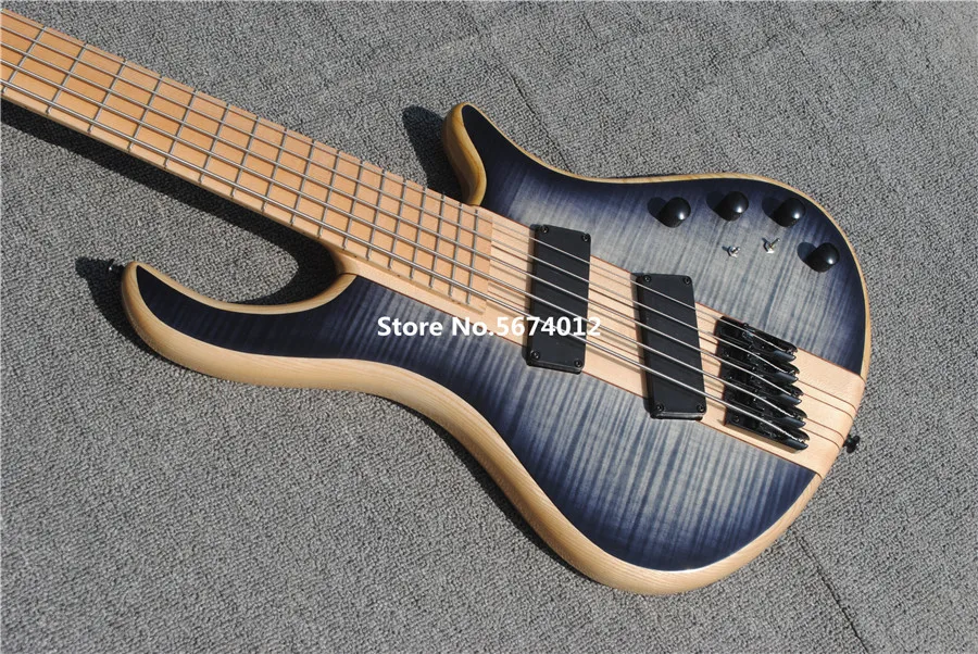 High quality customized 5 string bass guitar gradient blue can be customized as required fan-shaped fingerboard free shipping