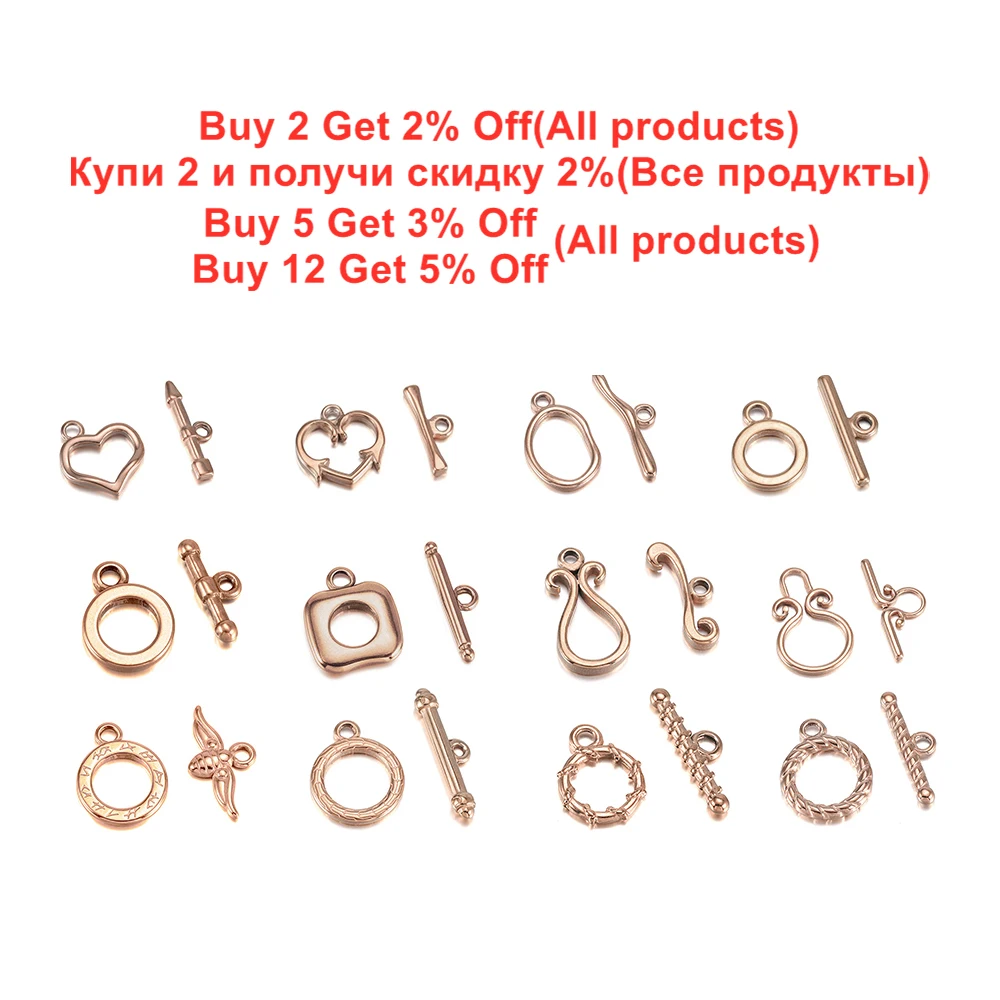 3Sets Stainless Steel Rose Gold Color OT Clasps Toggle Clasp Buckle Connectors for DIY Bracelet Necklace Jewelry Making Supplies