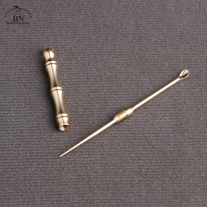 Antique Pure Brass Toothpick Earpick Craft Ear Cleaner Earwax Spoon Ear Pick Portable Key Chain Pendant Home Decoration Statues