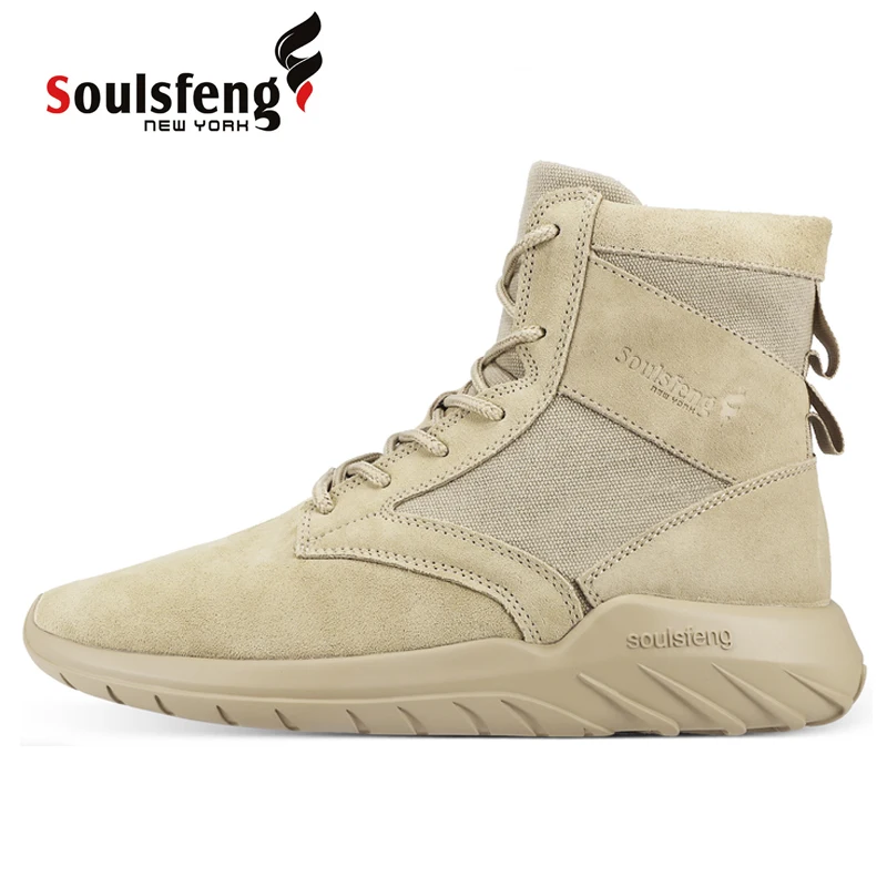 Soulsfeng Fire Team Plus Size High Top Sand Desert Boots Men\'s Non-Slip Lightweight Combat Boots Ladies Anti-Fur Hiking Shoes