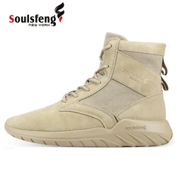 Soulsfeng Fire Team Plus Size High Top Sand Desert Boots Men's Non-Slip Lightweight Combat Boots Ladies Anti-Fur Hiking Shoes