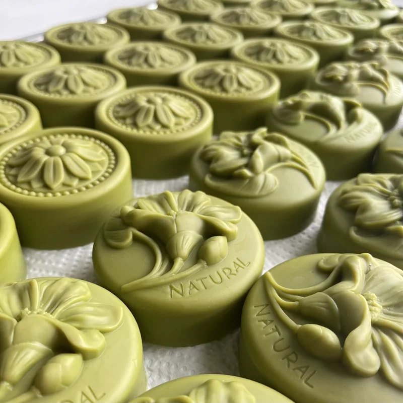 Round Silicone Soap Mold Flower Silicone Mould for Natural Soap Decorating Scented Wax Melt Silicone Molds