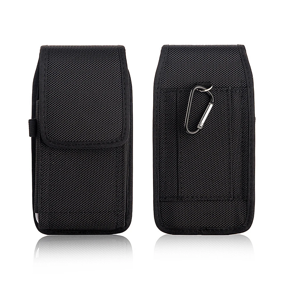 Universal Nylon Pouch for iPhone Samsung Huawei Xiaomi Mens Waist Pack Carabiner Belt Clip Case for 3.5-6.3 inch Mobile Phone