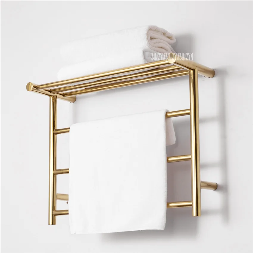 

304 Stainless Steel Towel Titanium Gold Warmer Bathroom Toilet Heated Towel Rail Wall Mounted Electric Heating Towel Drying Rack