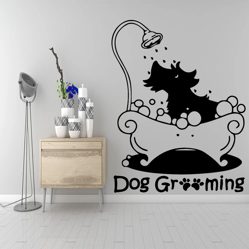 Exquisite Dog Grooming Wall Stickers Removable Pet shop Decorations Art Decorative Animal Wall stickers for kids room Home decor