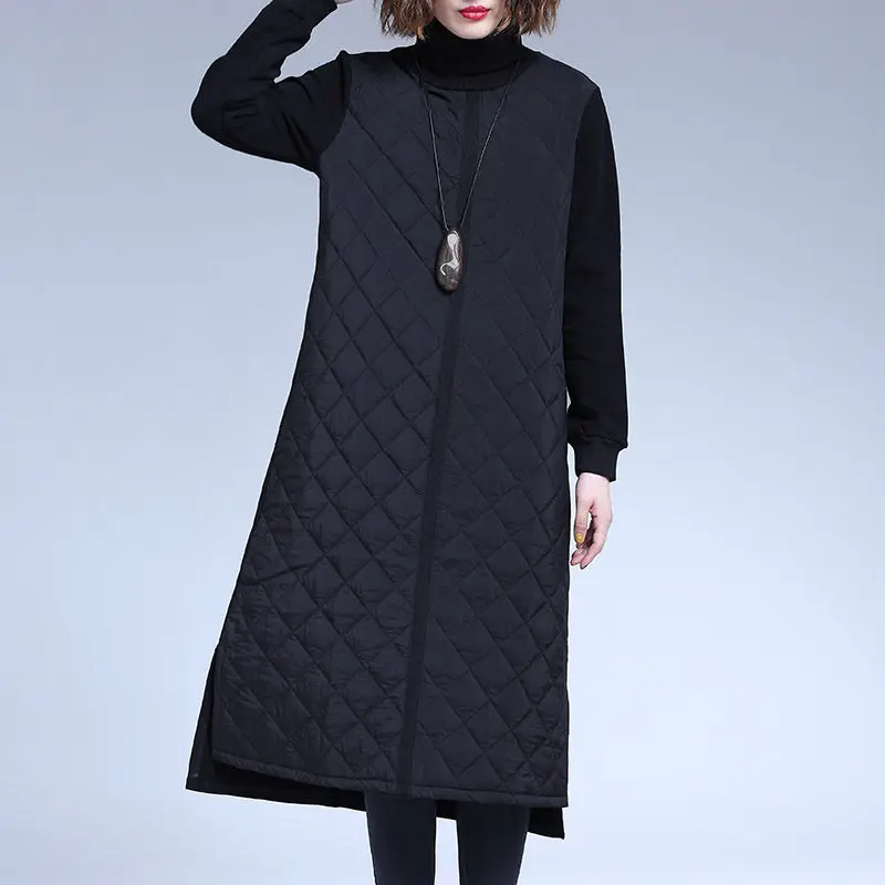 Turtleneck Cotton Dress For Women Vintage Dress Casual Loose Long Sleeve Elegant Party Clothes Autumn and Winter F2578