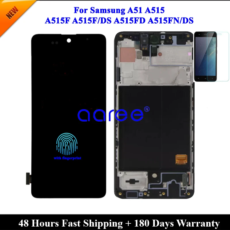 OLED LCD With fingerprint  For Samsung A51 2020 A515 LCD A515F lcd For Samsung A515 A515F  LCD Screen Touch Digitizer Assembly