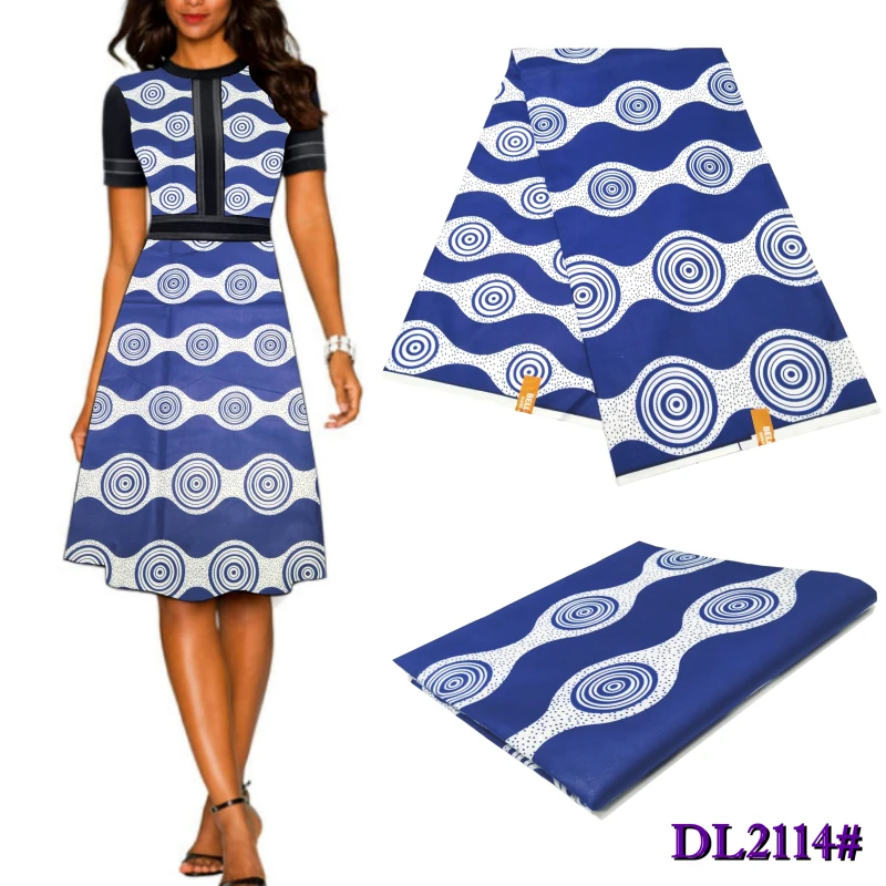 Neue Afrikanische Nigeria Ankara Echt Garantiert Wachs Runde form Gedruckt Blau Stoff 6Yards los