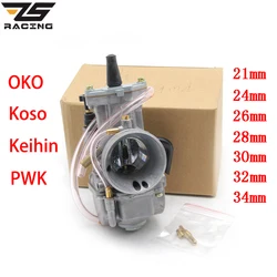 ZS Racing Modified Keihin Koso PWK Motorcycle Carburetor 21 24 26 28 30 32 34 mm With Power Jet For 2T 4T Racing Dirt Bike ATV