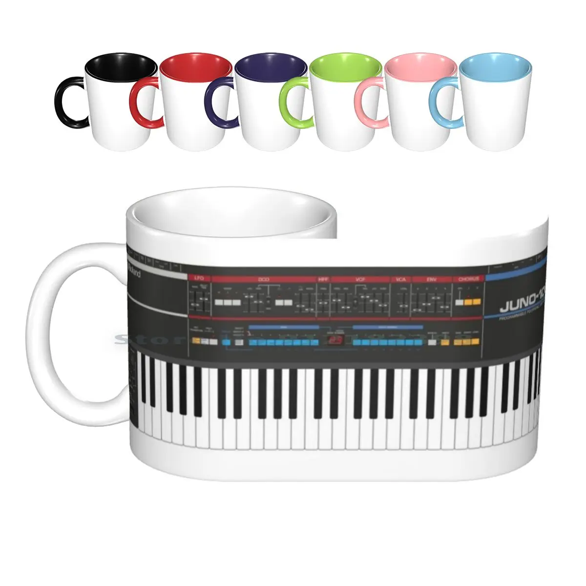 Roland Juno-106 Synthesizer Keyboard Ceramic Mugs Coffee Cups Milk Tea Mug Roland Juno Synth Synthesizer 1980 1980s 80s