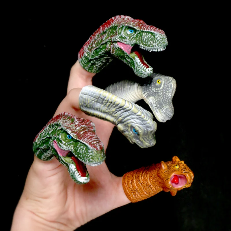 Free Ship New Hot 5PCS Realistic Dinosaur Finger Puppets Set Role Playing games Kids boy girl toy gifts party prizes Goodie bag