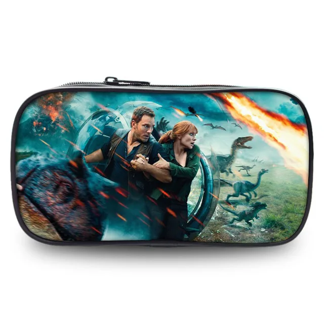 Jurassic Park World 2 Cartoon Pencil Case Zip Super Big Capacity Pen Bag Makeup Bag Stationery Office School