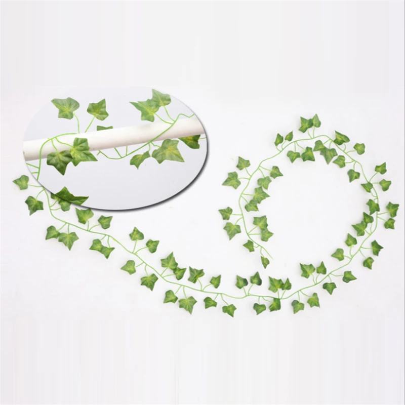 2M Artificial Fake Vine Ivy Plant Green Leaf Artificial Leaves For Festival Wedding Party Home Decoration Creeper Green Ivy Wr