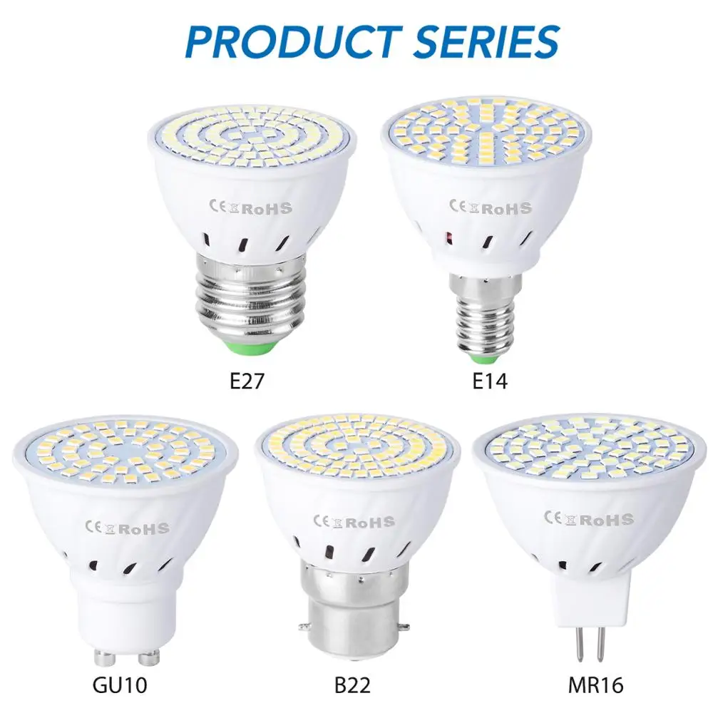 6PCS GU10 LED Bulb E27 3W 5W 7W LED Spot Light 220V LED Lamp MR16 Spotlight E14 Light Bulb GU5.3 Ampoule B22 Bombillas SMD 2835