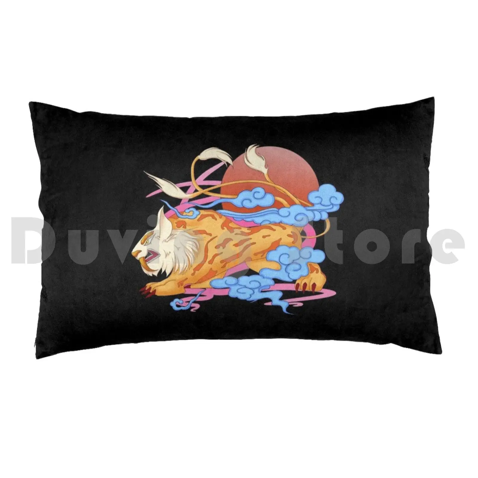 Mythical Creature Pillow Case Printed 50x75 Mystical Creature Monster Legend Moon Asia Imaginary Strange Epic