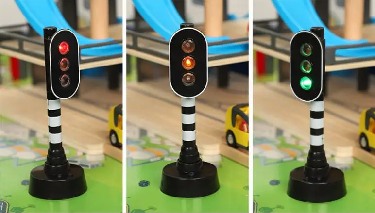 Wooden Track Train Railway Set Accessories Traffic Light Scene Rail Transit Fit For Wood Magnetic Track Train Educational Toys