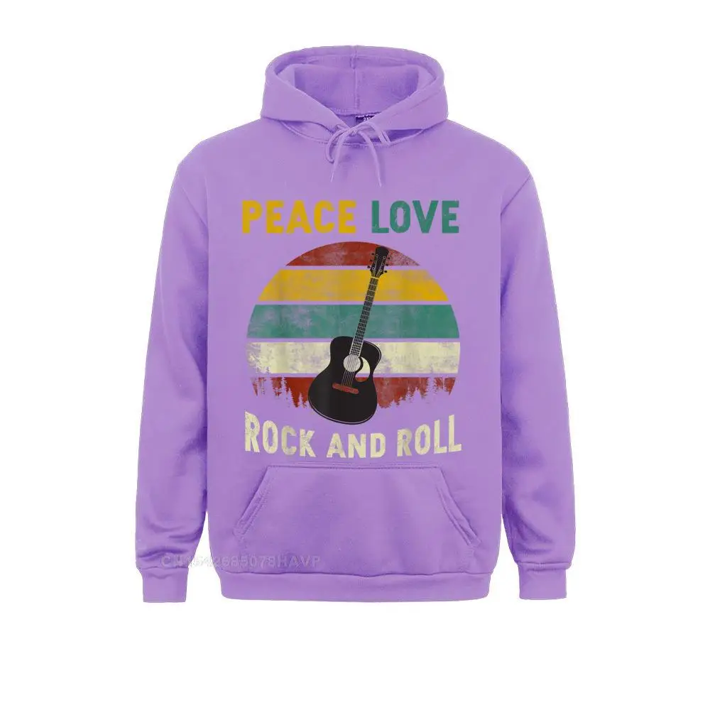 Peace Love Rock And Roll Guitar Retro Vintage Hoodie Men's Sweatshirts Printed On Hoodies 2021 Newest Clothes Long Sleeve