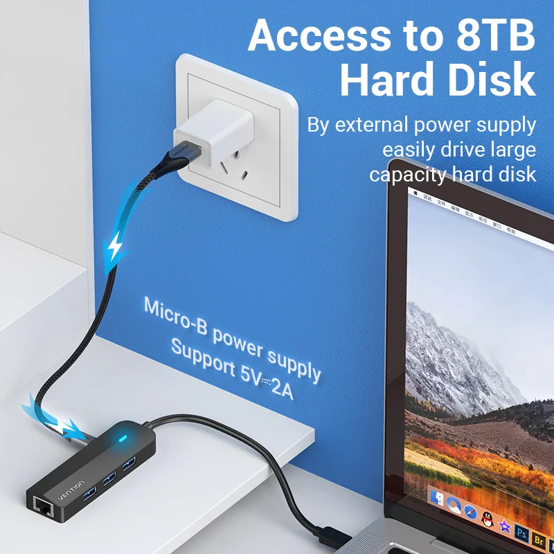 Сетевая карта Vention, USB Type-C, сетевая карта USB C на USB 3,0, 2,0, 1000 Мбит/с, гигабитный RJ45 Lan USB-концентратор для MacBook iPad Pro