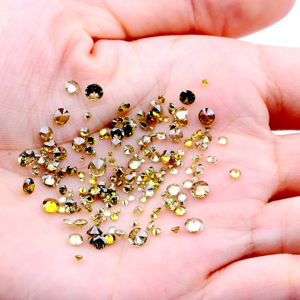 100pcs 1mm-4mm 5A And Mixed Sizes Round Beads Cut CZ Stone Brilliant Olive Color Cubic Zirconia Synthetic Gems stone