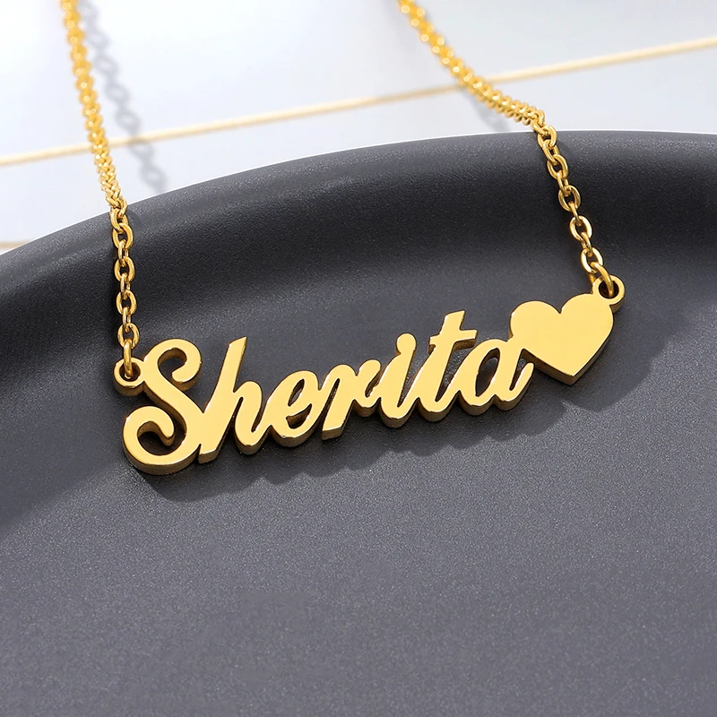 Custom Heart Name Necklaces For Women Men Stainless Steel Customized Necklace Pendant Female Personalized Jewelry Birthday Gift