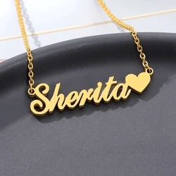 Custom Heart Name Necklaces For Women Men Stainless Steel Customized Necklace Pendant Female Personalized Jewelry Birthday Gift