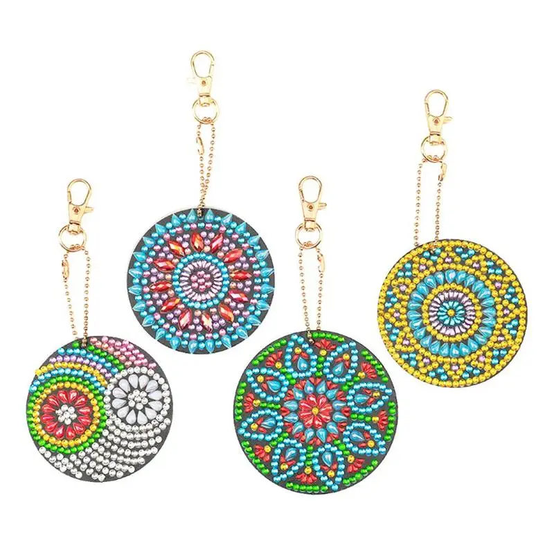 4pcs Mandala Keychains DIY Full Special-Shaped Diamond Painting Keychains Women Bag Pendant Diamond Embroidery Cross Stitch