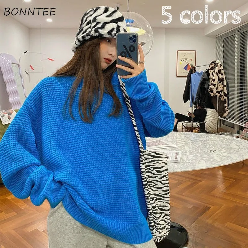 Sweaters Women Solid O-Neck Student All-match Knitting Feminino Pullovers Stylish Daily Casual Autumn Korean Version Long Sleeve