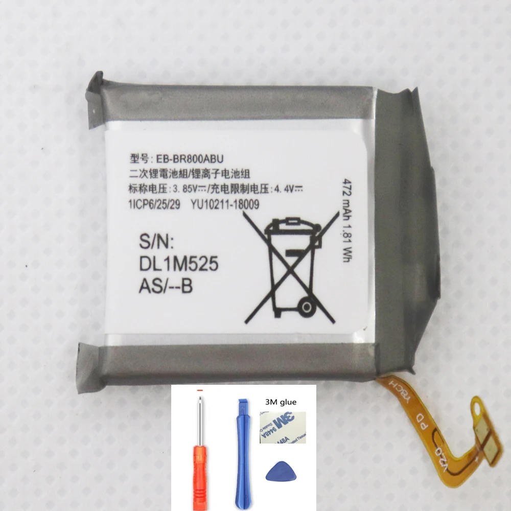 ISUNOO 46mm 472mAh EB-BR800ABU Battery For Samsung Galaxy Gear S4 SM-R800 SM-R810 SM-R805 R800 R810 R805W R805U R805NR805F +Tool