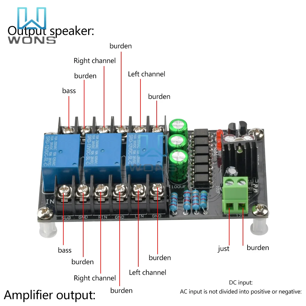 300W Digital Amplifier Speaker Protection Board 2.1 three-Channel Channel Relay Speaker Protection Module Boot Delay DC Protect