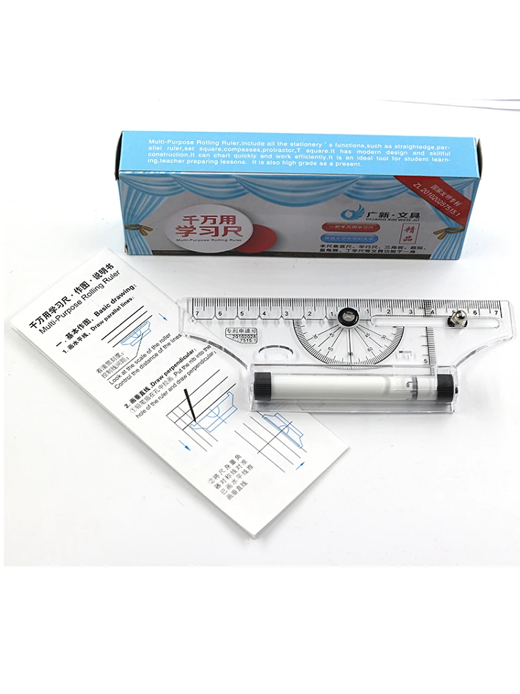Pulley Centering Multi-purpose Rolling Ruler Drawing Tool Parallel Compass Ruler School Stationery Protractor Curve Triangle