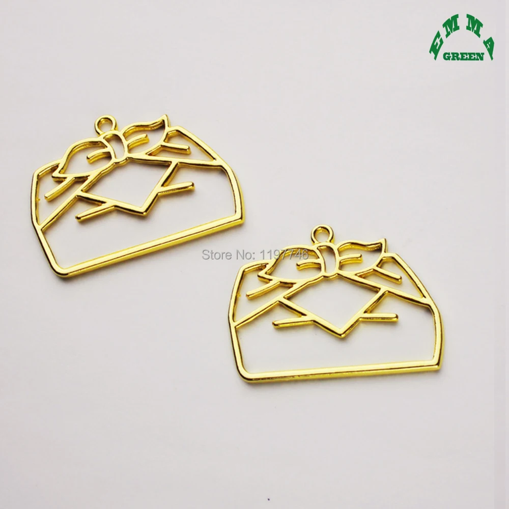 Gold Mold Charm Hollow Handbag Metal Pendants Charms Accessories for Jewelry Making Handmade Finding 20pcs 42mm