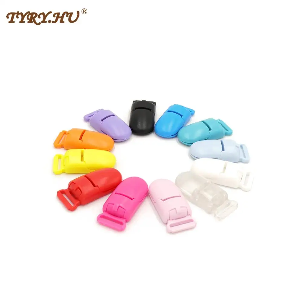 TYRY.HU 100Pc Baby Pacifier Clip Solid Plastic Pacifier Clip Soother Holder Infant Pacifier Nipples Holder Multi Color Clamp Toy