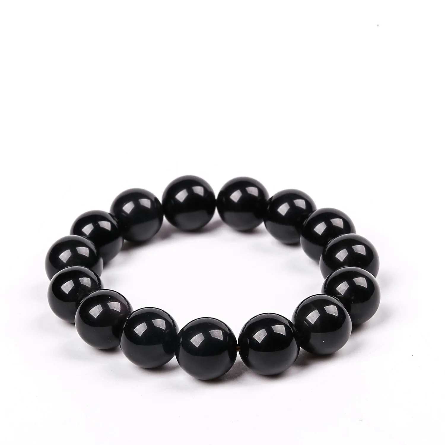 Natural Black Tourmaline 10 12 14 mm Beads Bracelet Gem Stone Bracelet Men Yoga Energy Handmade Women Gift