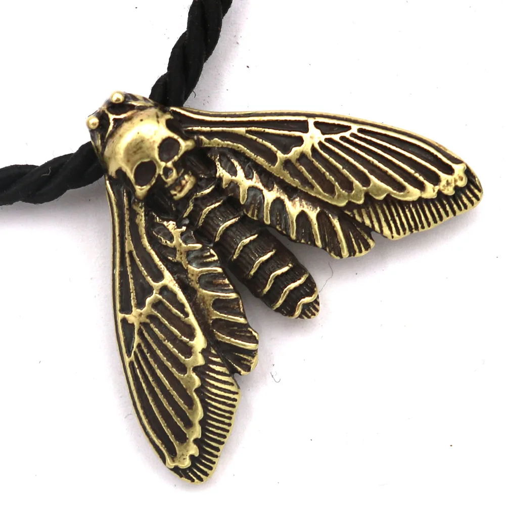 Antuqing 1pcs dead head skull Butterfly Hawkmoth Necklace For Women Men Moon Moth Skull Wings Witchcraft jewelry