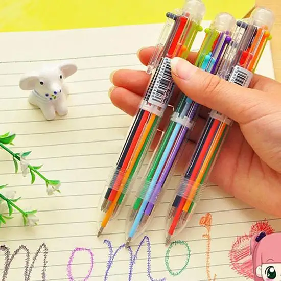 2020 6 Colors caneta 0.5mm Oily Ink Ballpoint Pen Office School Smooth Writing Ball Pen Ballpoint Pens канцелярия канцтовары