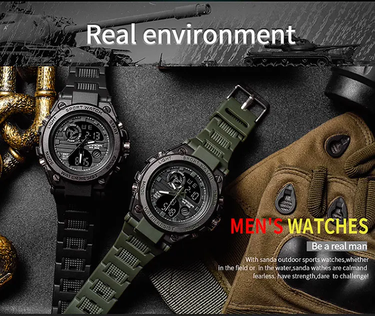 SANDA G Style Men Digital Watch Date Military Sports Watches Waterproof Electronic Wristwatch Mens Clock Orologio Da Uomo 739