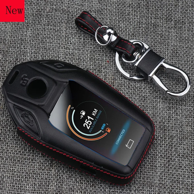 High-Quality Leather Smart LCD Screen Car Smart Key Case Cover for BMW 7 Series 730li 740 6 Series GT630 530le New X3