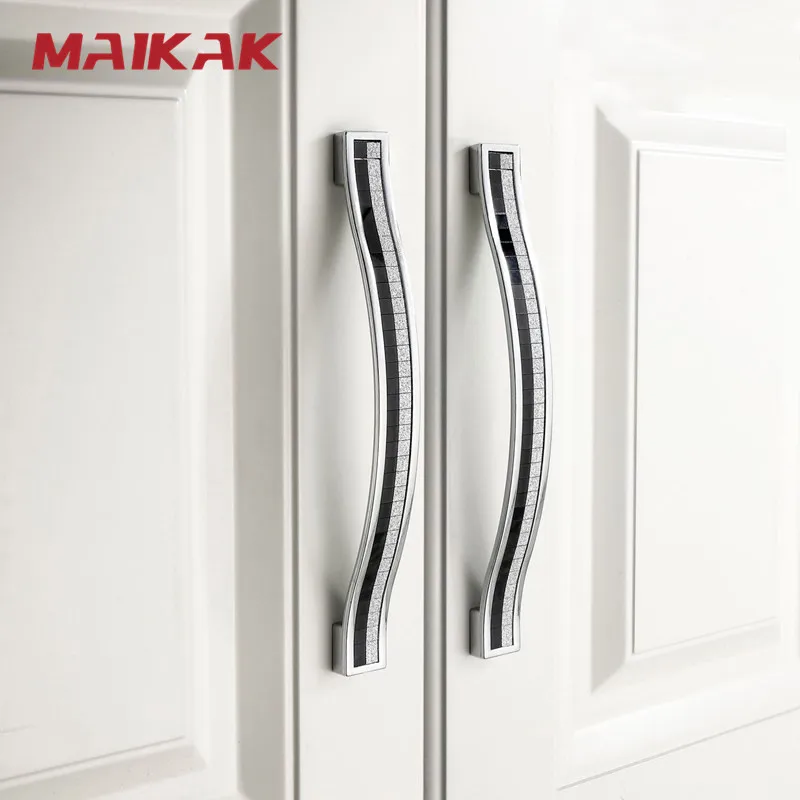 MAIKAK Zinc Alloy Crystal Glass Handles Cupboard Pulls Drawer Knobs Kitchen Cabinet Handles Furniture Handle with Crystal