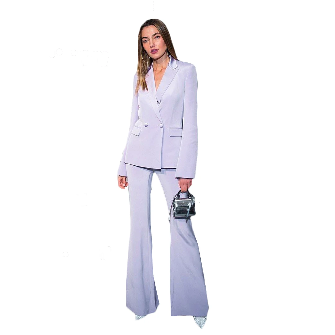 ชุดสูททักซิโด้ผู้หญิงแบบสั่งตัดสำหรับคนดัง ชุดสูทเบลเซอร์กระดุมสองแถวสำหรับสุภาพสตรีทำงาน ชุดออกงานพรอม ชุดทำงาน 2 ชิ้น
