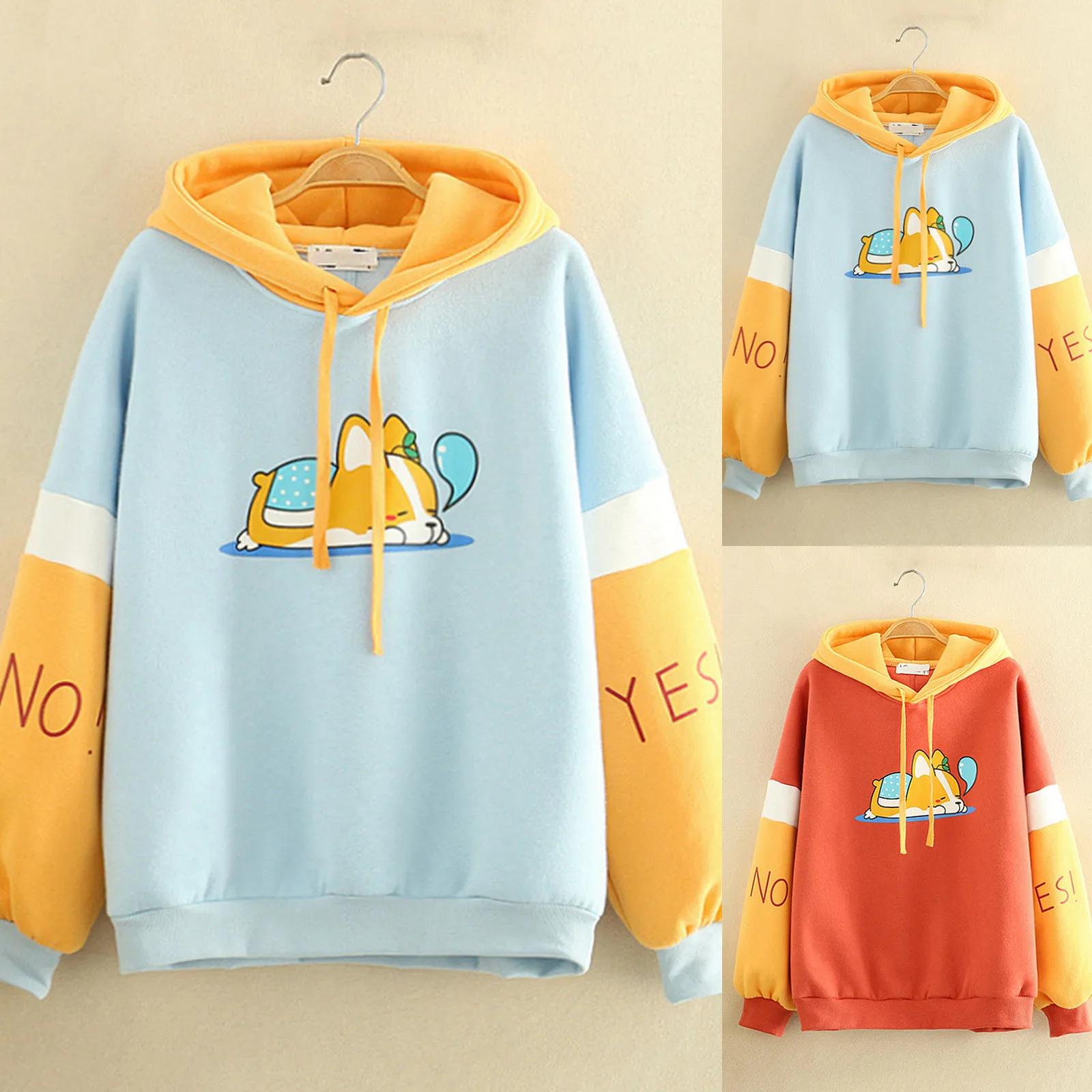 Phụ Nữ Akita Nhật Hình Chó Dễ Thương Thêu Khoác Hoodie Kawaii Quần Tây Nữ Cô Gái Áo Thun Ngọt Thanh Thiếu Niên Áo Chui Đầu Quần Áo