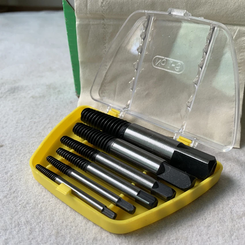 6PCS/Set Screw Extractor Easy Out Set Drill Bits, Damaged Screw Extractor Guide Broken Damaged Bolt Remover Tools Kit M3-M5